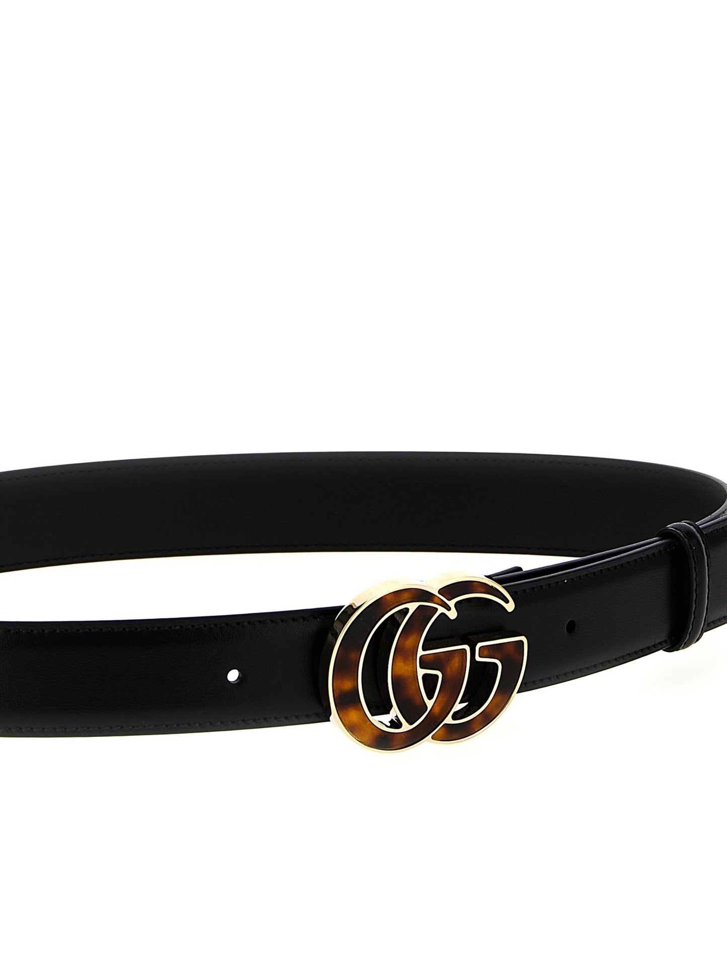 Gucci Black Calfskin GG Marmont Leather Belt