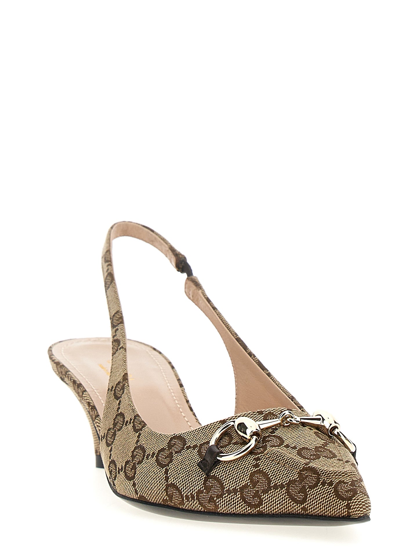 Gucci Beige Mid Heel Pumps with Slingback Design