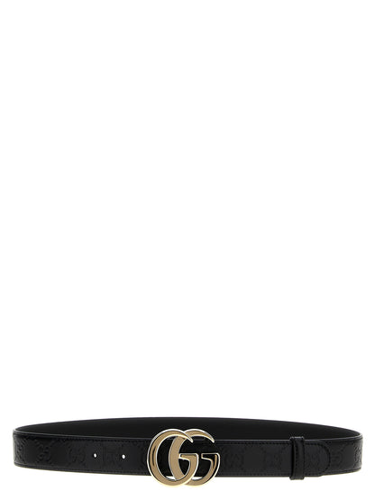 Gucci Black Calfskin GG Milano Leather Belt
