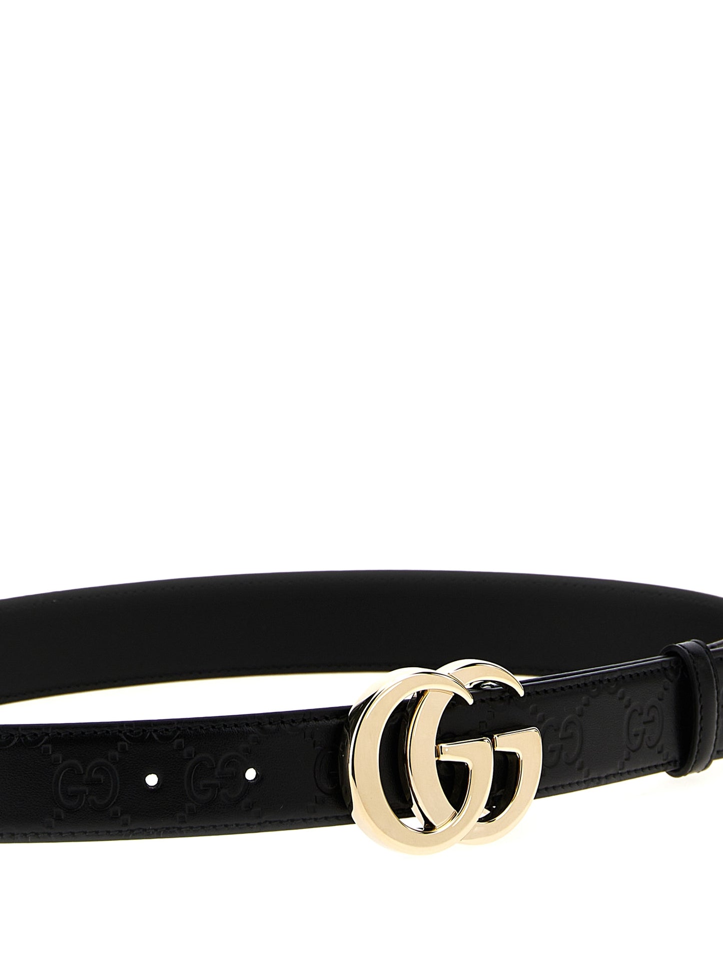 Gucci Black Calfskin GG Milano Leather Belt