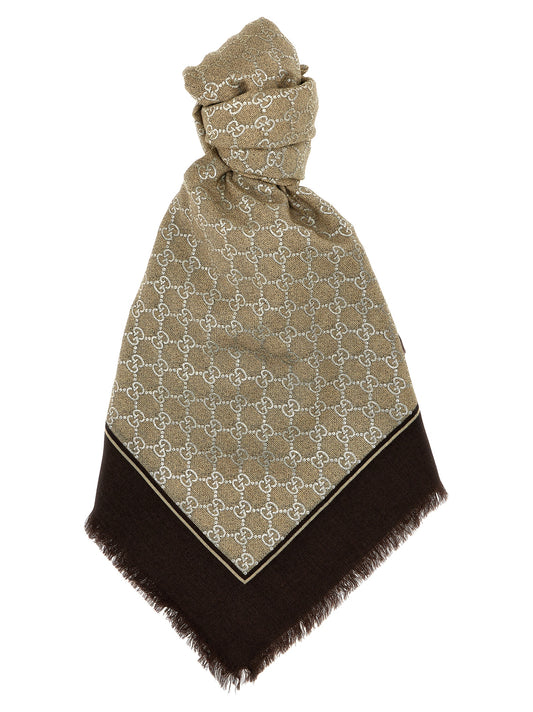 Gucci Multicolor GG Lamé Jacquard Wool Scarf