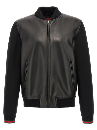 Gucci Black Lamb Leather Bomber Jacket