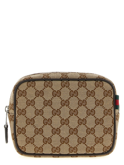 Gucci Beige Crossbody Bag with GG Fabric and Leather Details