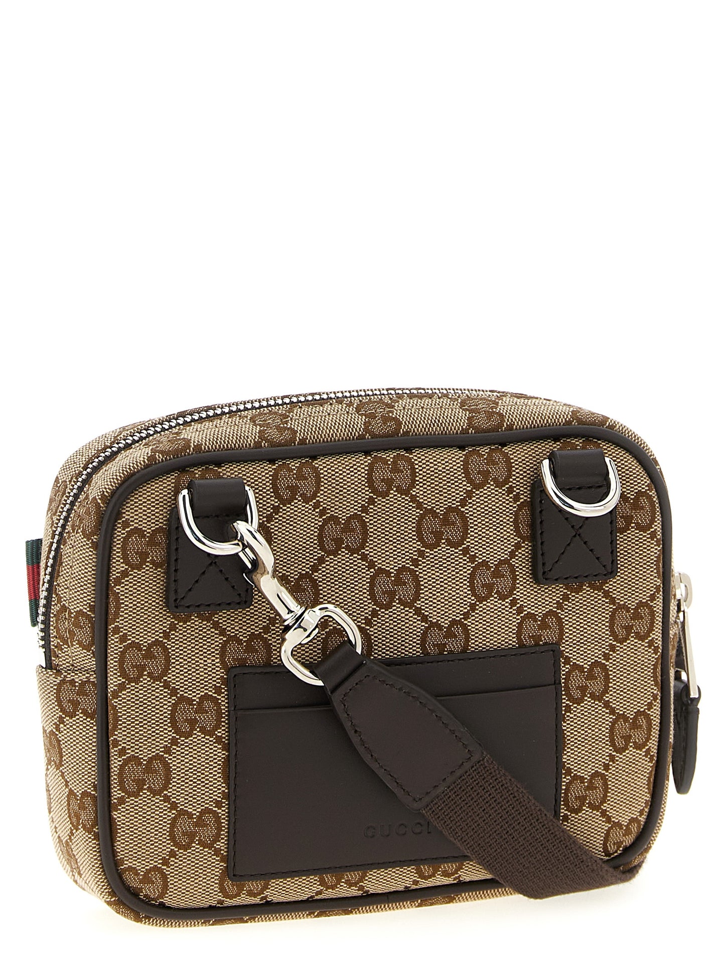 Gucci Beige Crossbody Bag with GG Fabric and Leather Details