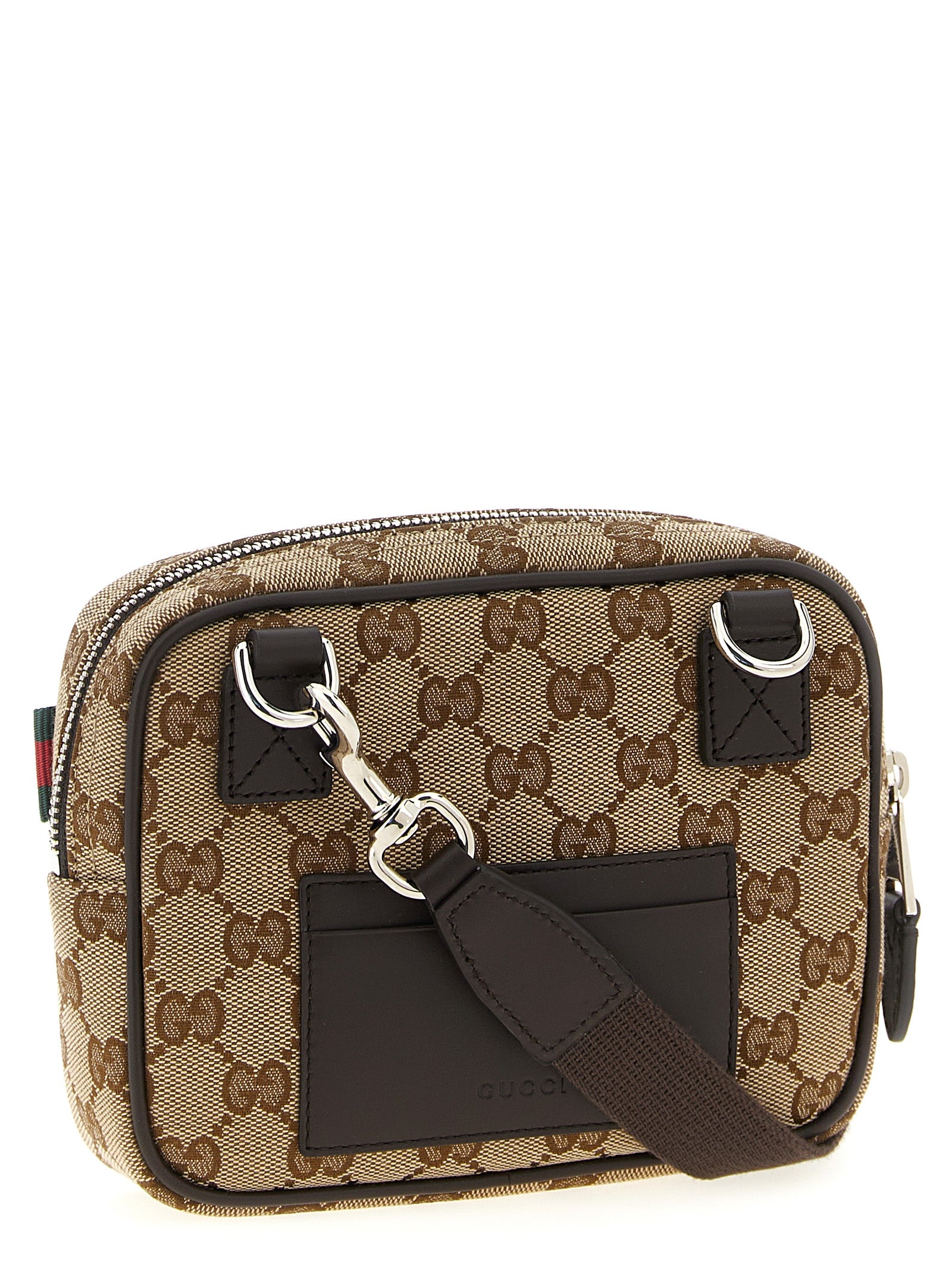 Gucci Beige Crossbody Bag with GG Fabric and Leather Details