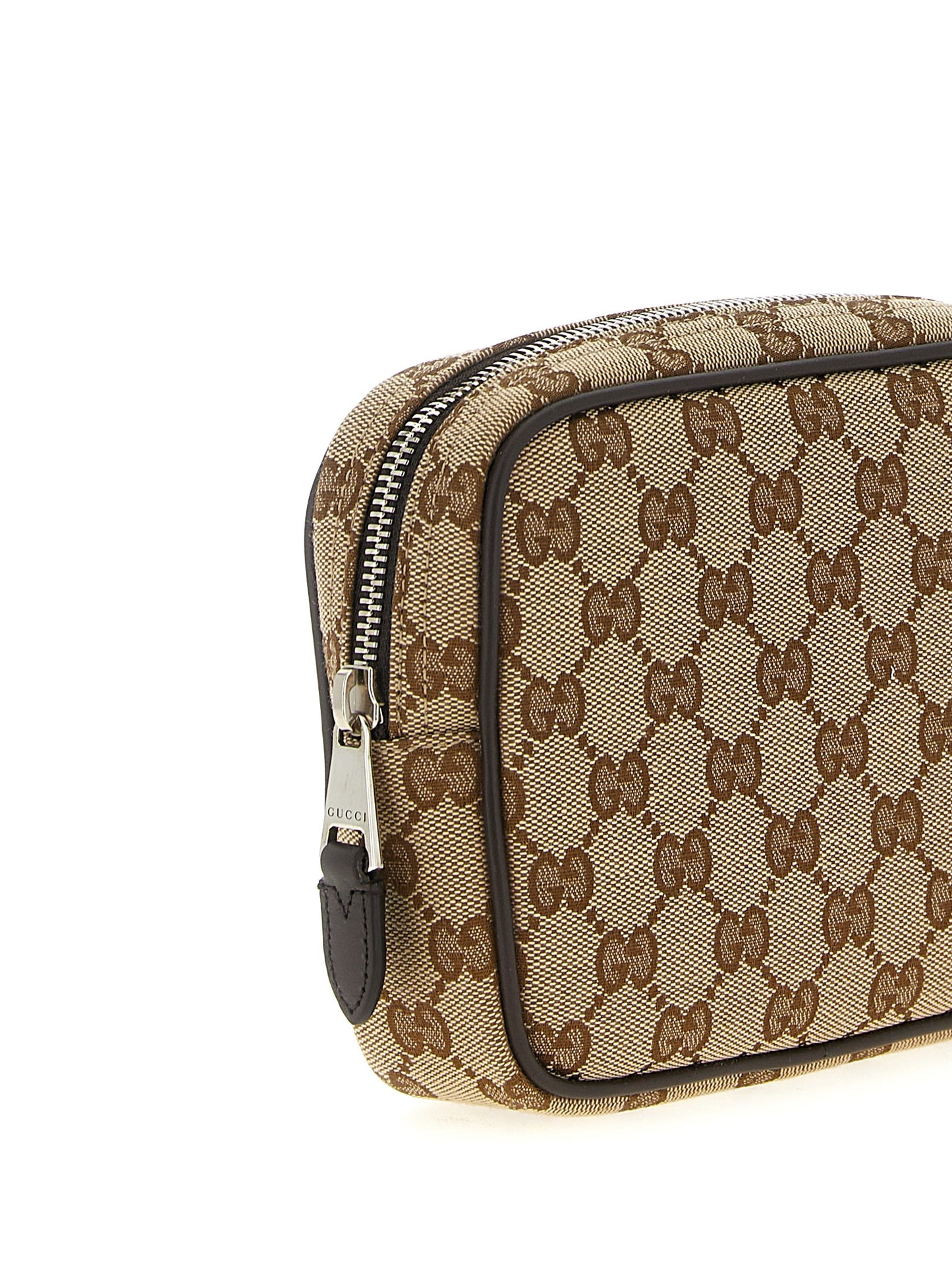 Gucci Beige Crossbody Bag with GG Fabric and Leather Details