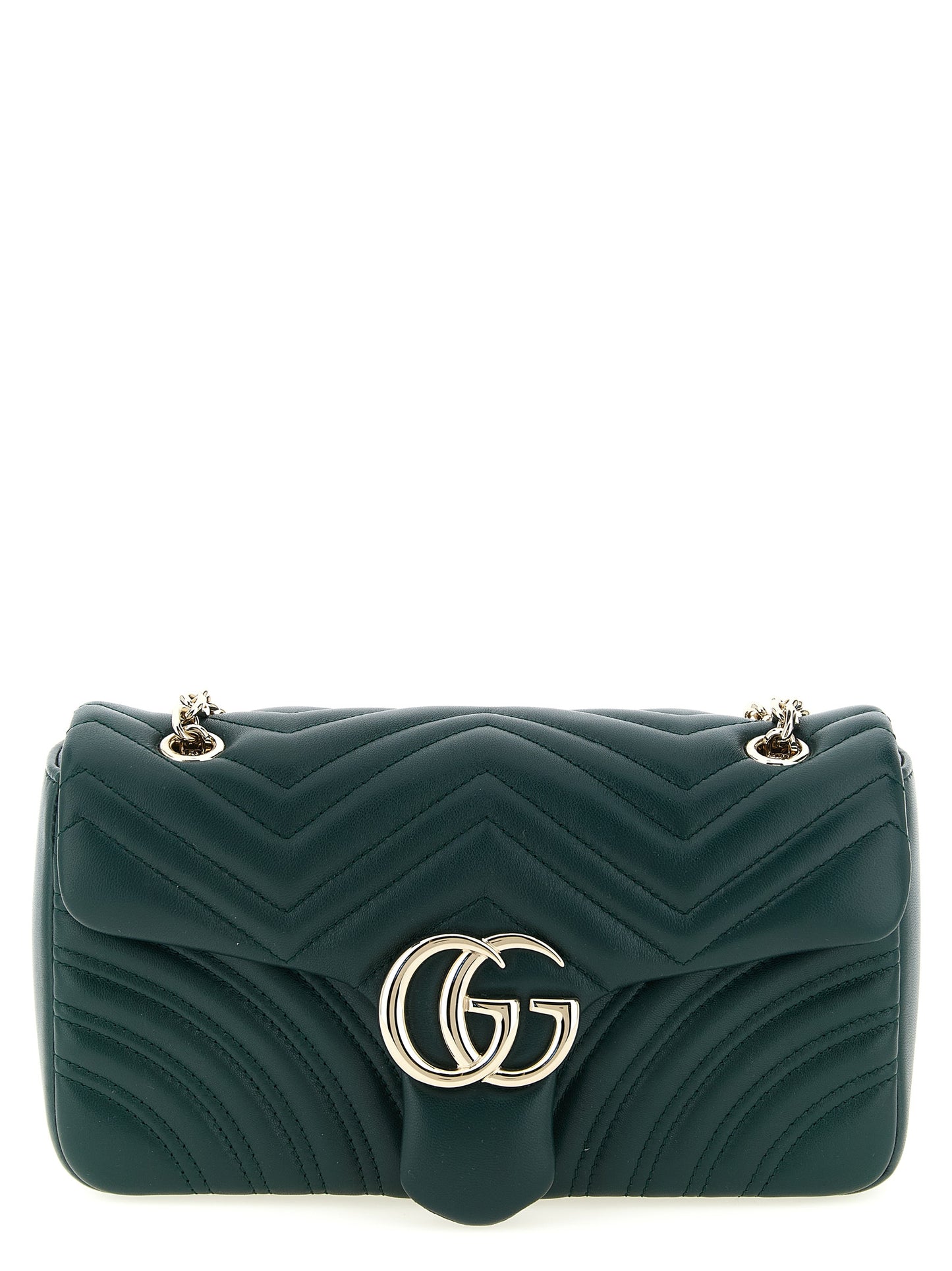 Gucci GG Marmont Bicolor Lamb Leather Shoulder Bag in Green