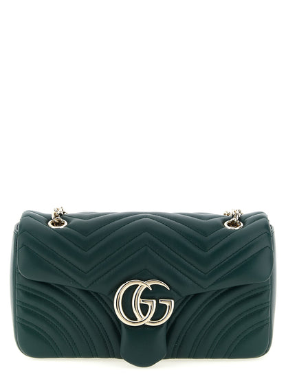 Gucci GG Marmont Bicolor Lamb Leather Shoulder Bag in Green