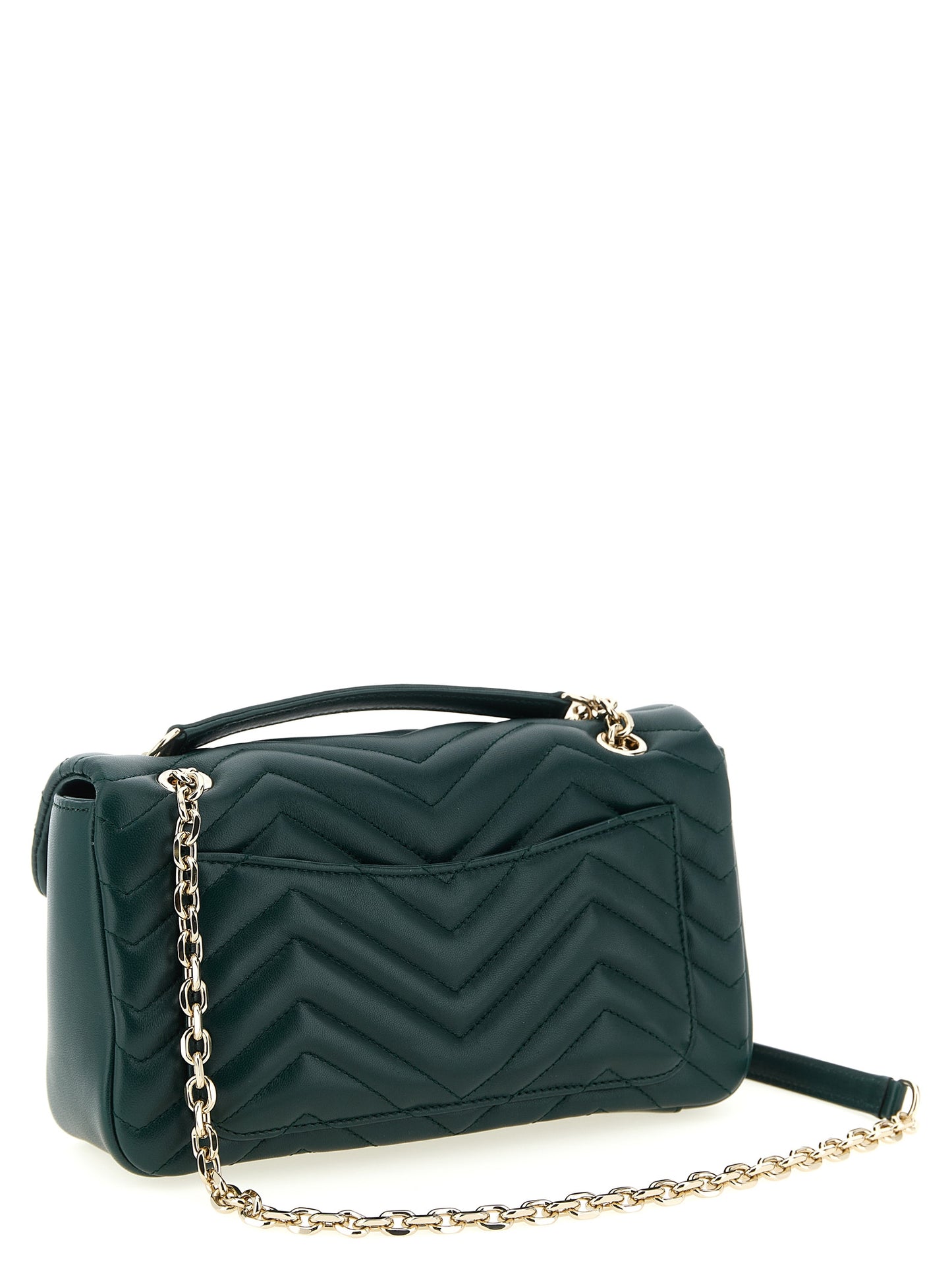 Gucci GG Marmont Bicolor Lamb Leather Shoulder Bag in Green