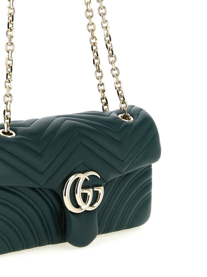 Gucci GG Marmont Bicolor Lamb Leather Shoulder Bag in Green