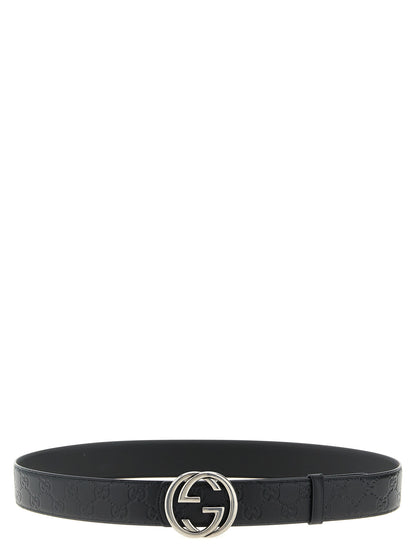 Gucci Black Calfskin Reversible Leather Belt
