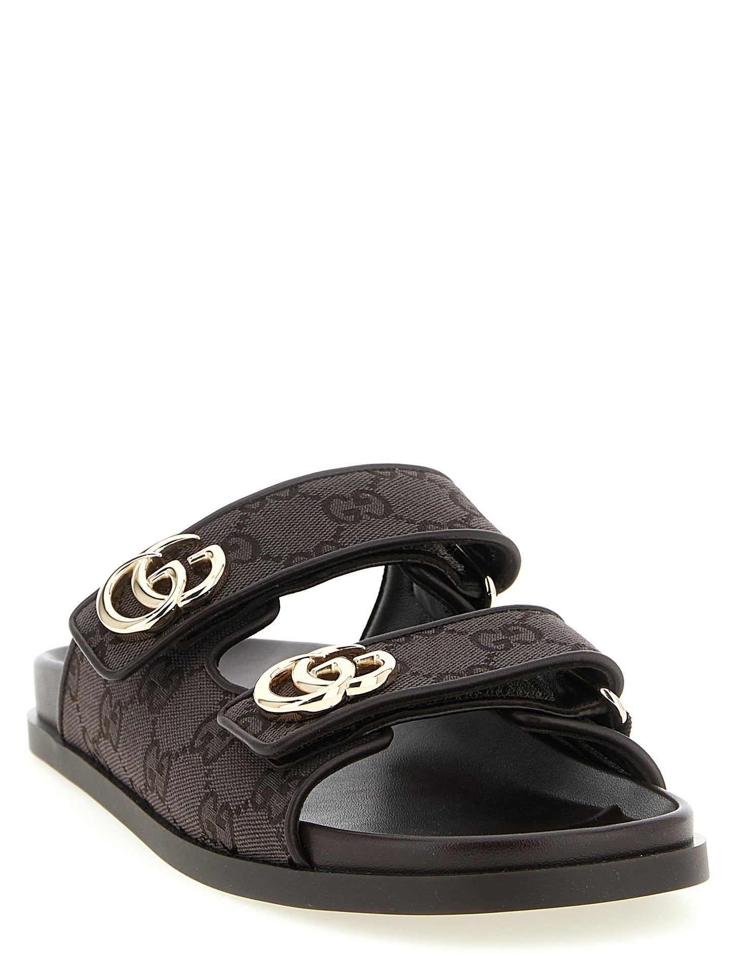 Gucci Brown Cotton Doppia G Slides