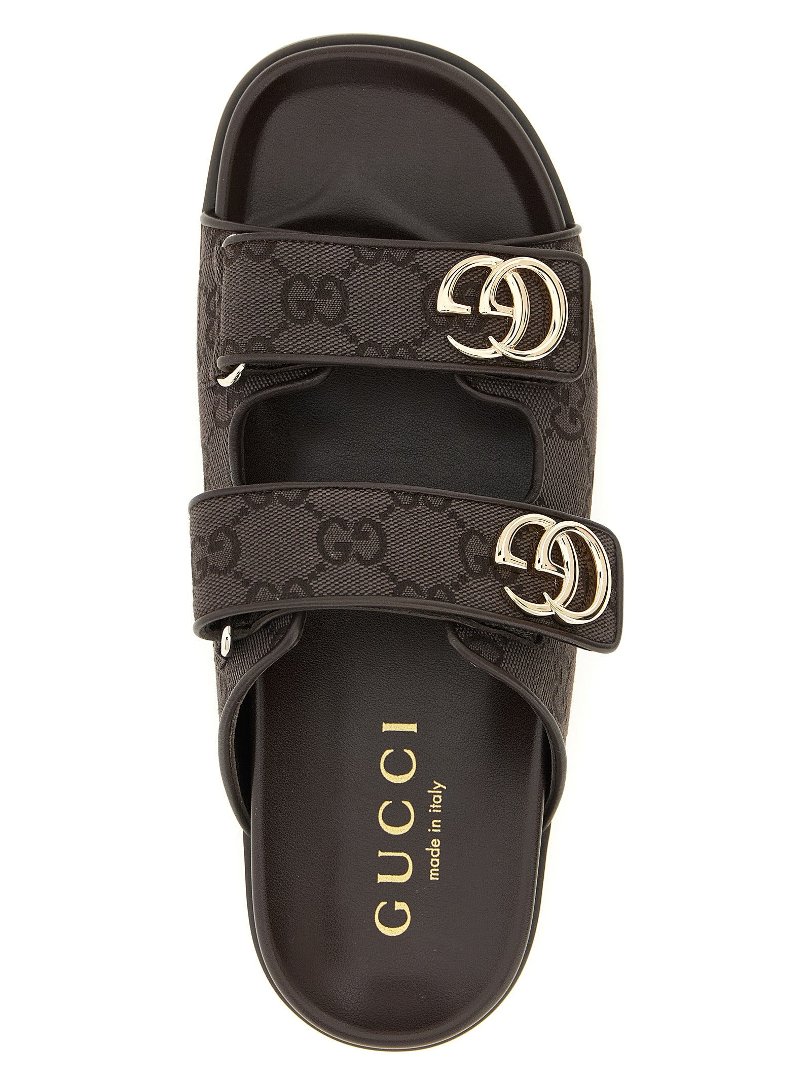 Gucci Brown Cotton Doppia G Slides