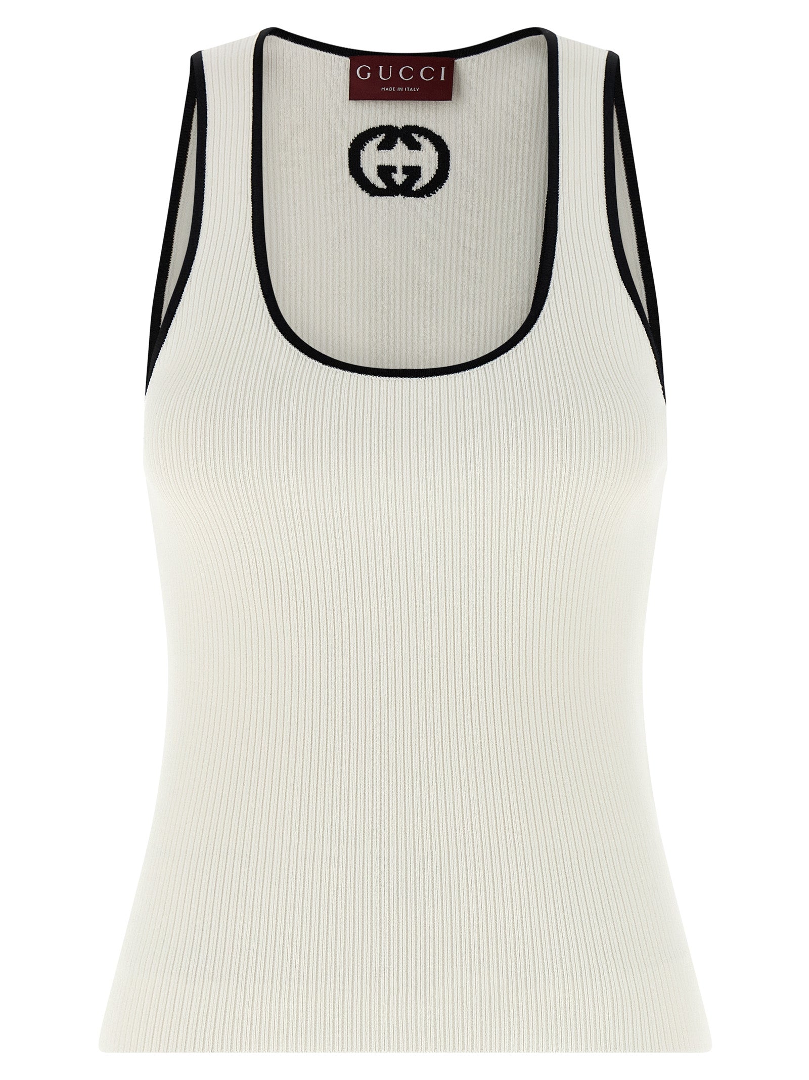 Gucci Bicolor Viscose Tank Top with Incrocio GG Intarsia