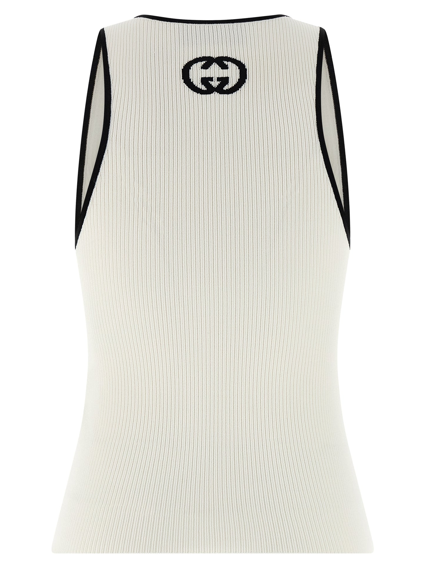 Gucci Bicolor Viscose Tank Top with Incrocio GG Intarsia