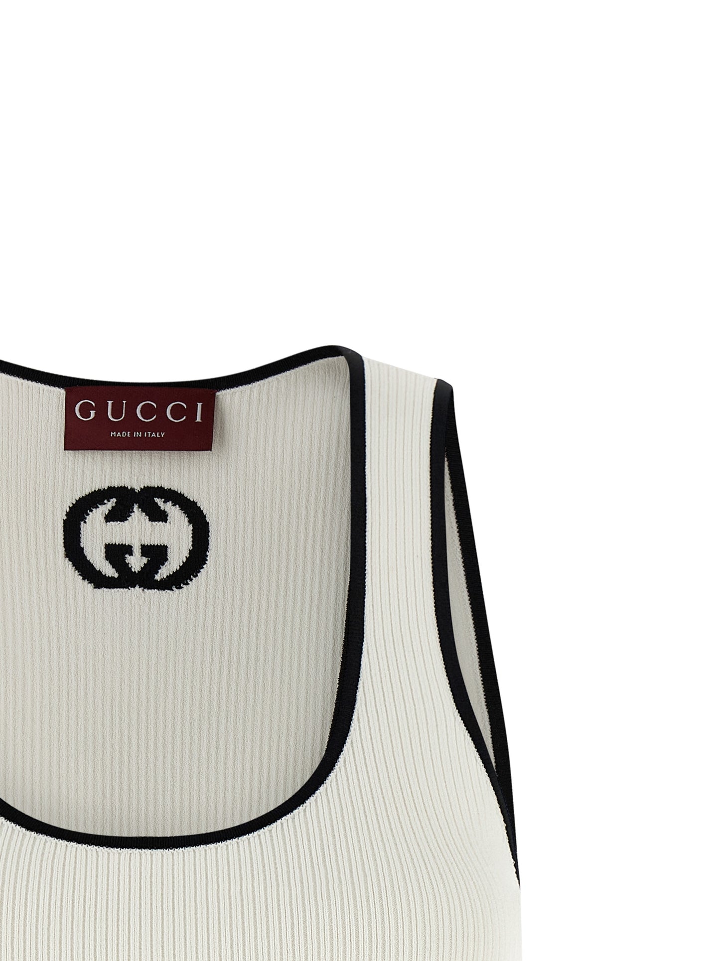 Gucci Bicolor Viscose Tank Top with Incrocio GG Intarsia