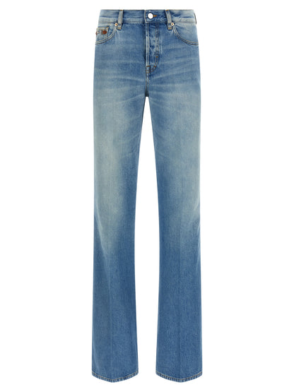 Gucci Blue Cotton Flared Jeans
