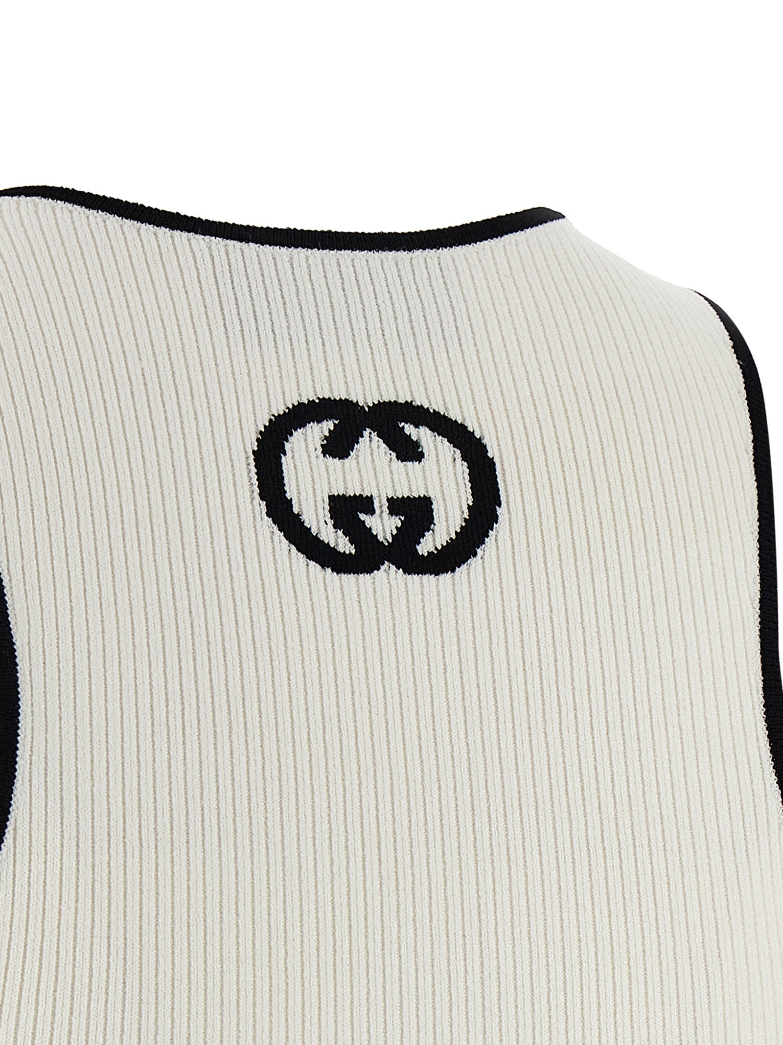 Gucci Bicolor Viscose Tank Top with Incrocio GG Intarsia