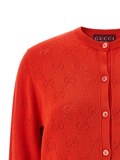 Gucci Multicolor Cotton Cardigan in Red