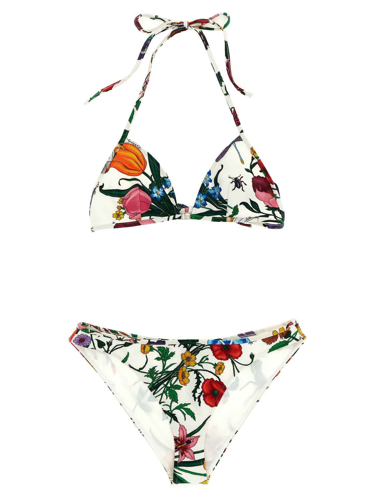 Gucci La Contessa White Bikini with Gucci Flora Print