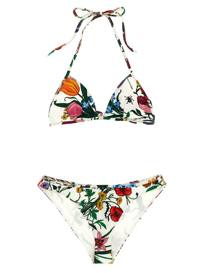 Gucci La Contessa White Bikini with Gucci Flora Print