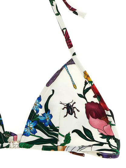 Gucci La Contessa White Bikini with Gucci Flora Print