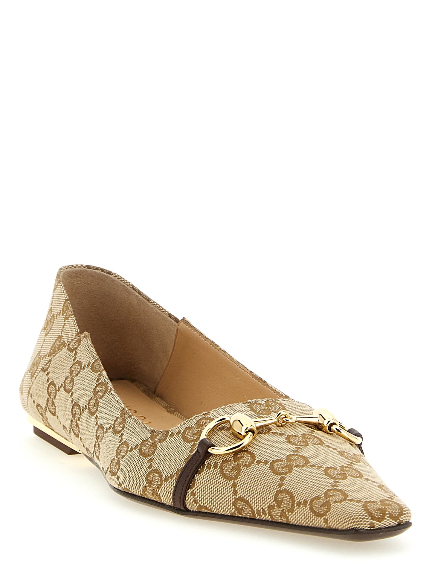Gucci Vittoria GG Fabric Ballet Flats in Beige