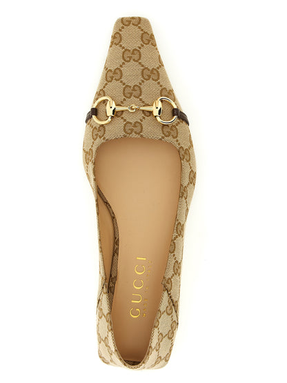 Gucci Vittoria GG Fabric Ballet Flats in Beige
