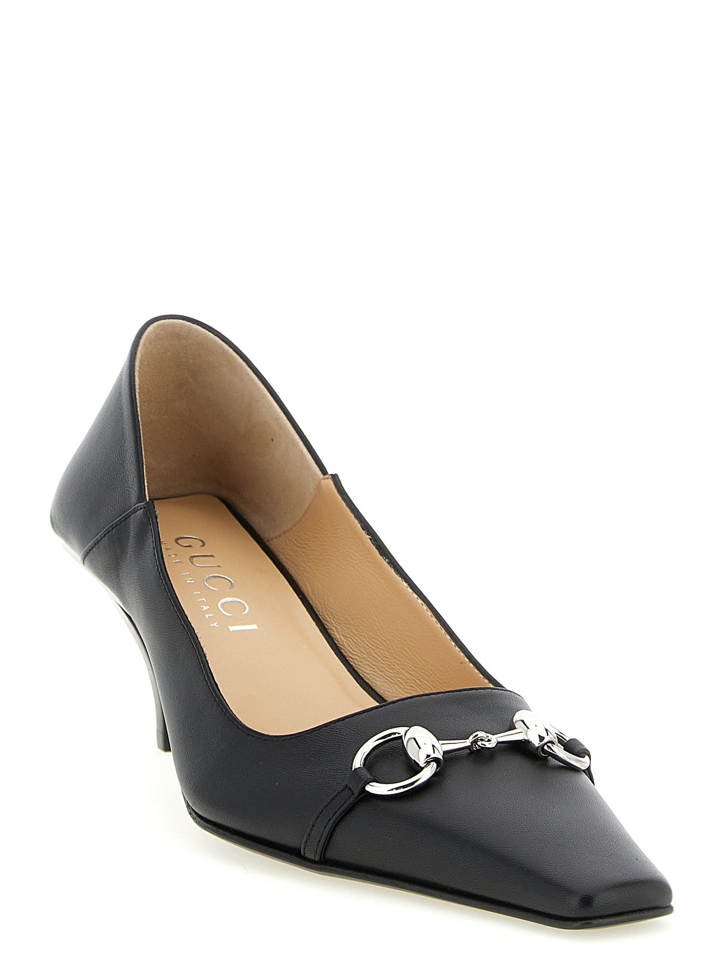 Gucci Black Lamb Leather Nappa Vittoria Mid Heel Pumps