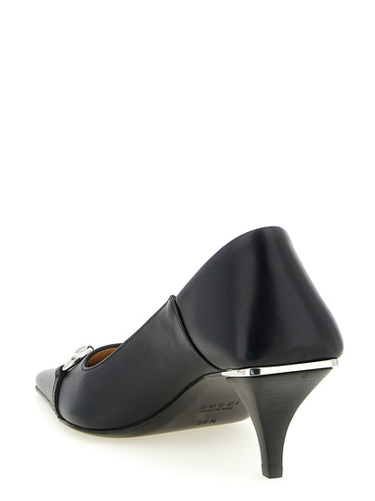 Gucci Black Lamb Leather Nappa Vittoria Mid Heel Pumps
