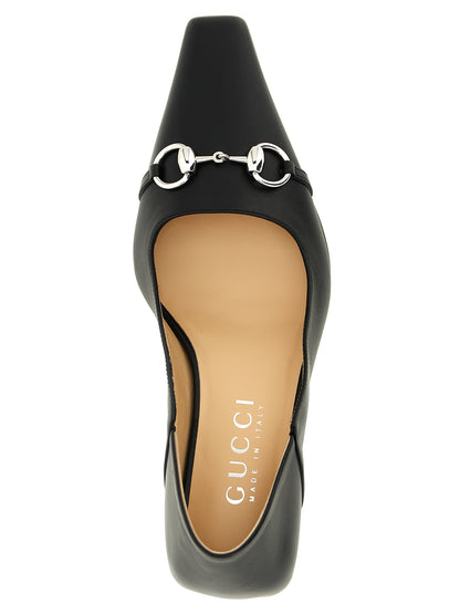 Gucci Black Lamb Leather Nappa Vittoria Mid Heel Pumps
