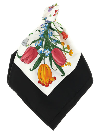 Gucci Black Silk Scarf - Flora Print from La Famiglia Collection