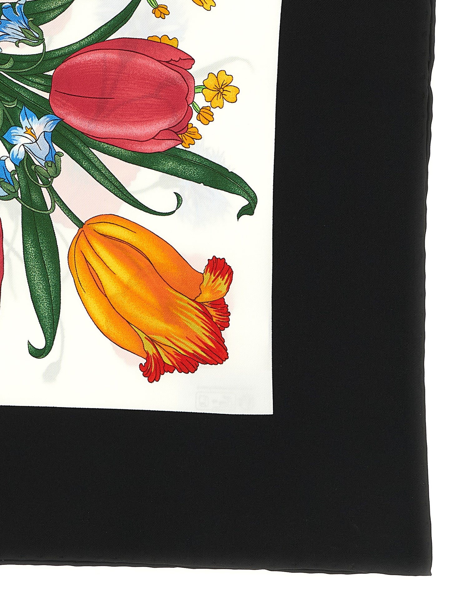 Gucci Black Silk Scarf - Flora Print from La Famiglia Collection