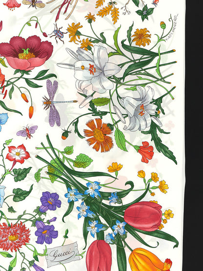 Gucci Black Silk Scarf - Flora Print from La Famiglia Collection