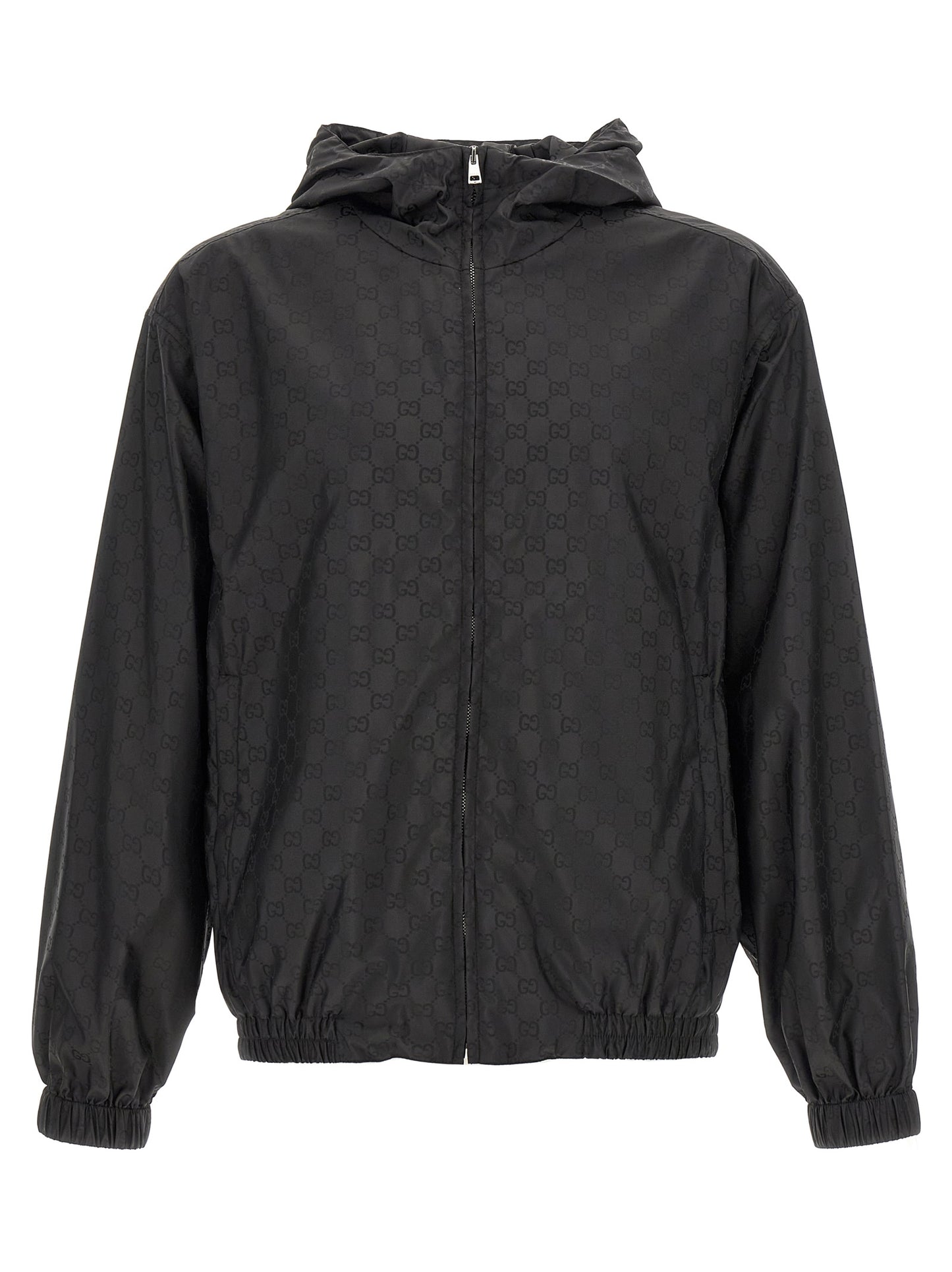 Gucci Black GG Jacquard Nylon Anorak Jacket