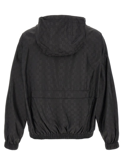 Gucci Black GG Jacquard Nylon Anorak Jacket