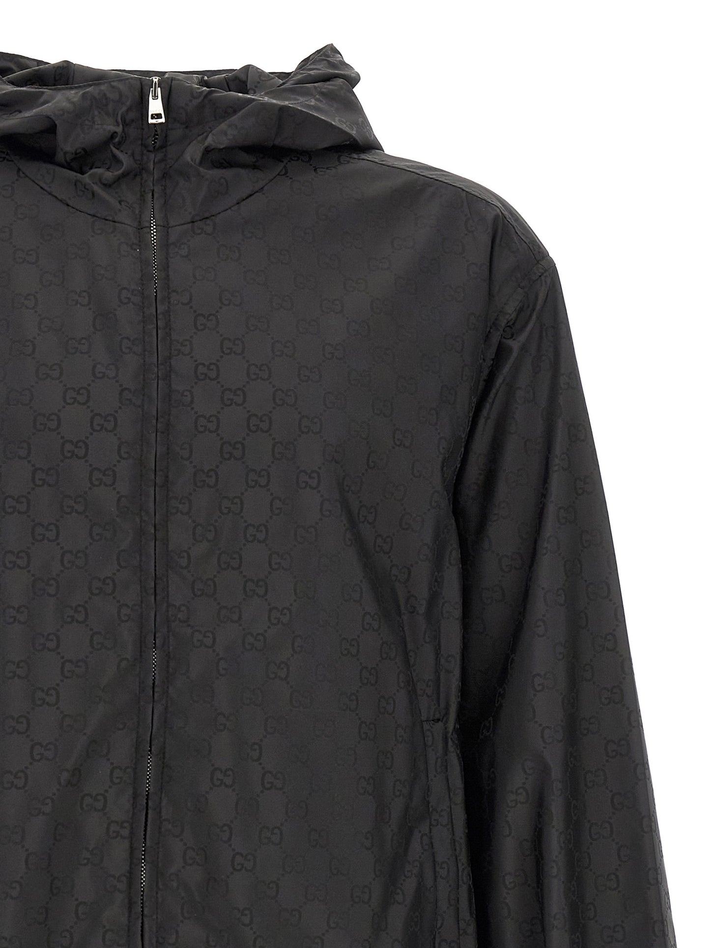 Gucci Black GG Jacquard Nylon Anorak Jacket