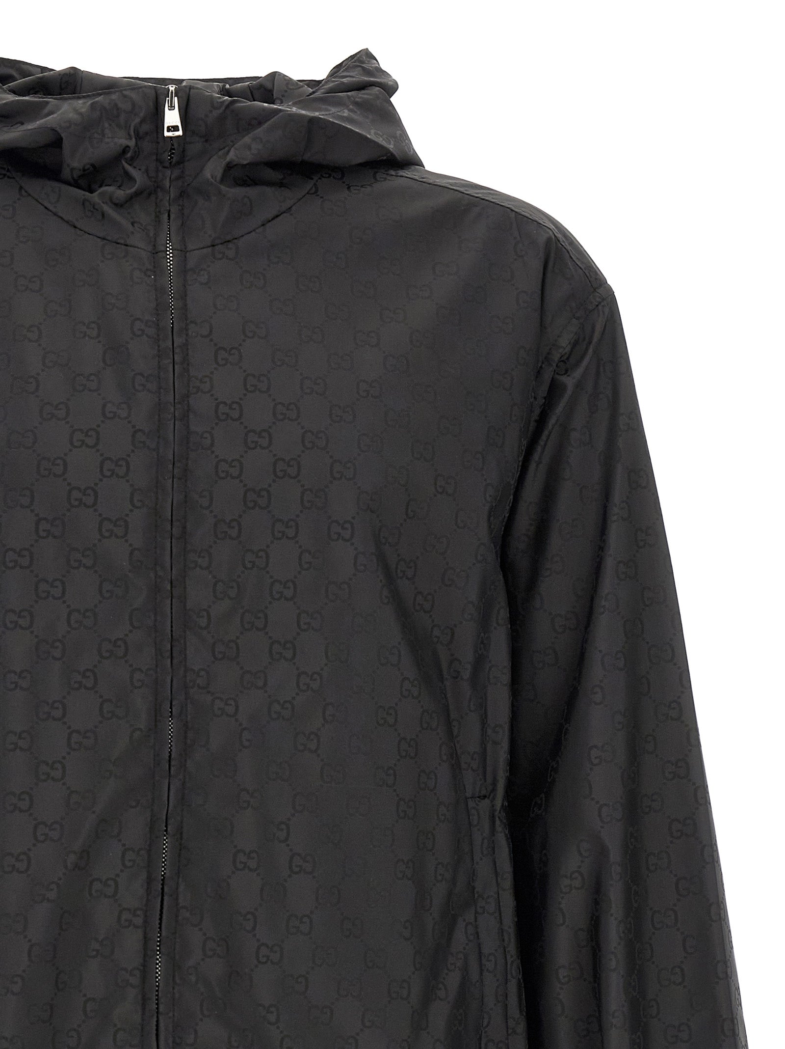 Gucci Black GG Jacquard Nylon Anorak Jacket