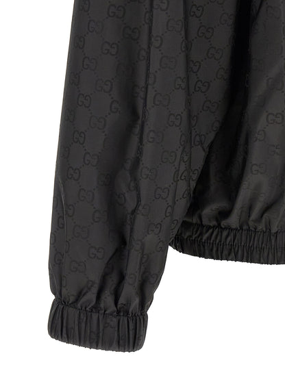 Gucci Black GG Jacquard Nylon Anorak Jacket