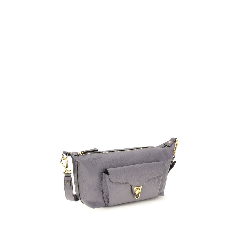 Coccinelle Gray Calf Leather Beat Generation Shoulder Bag