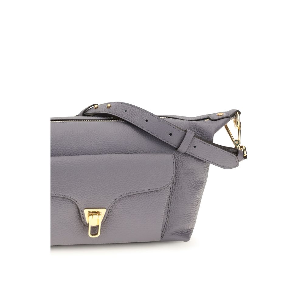 Coccinelle Gray Calf Leather Beat Generation Shoulder Bag
