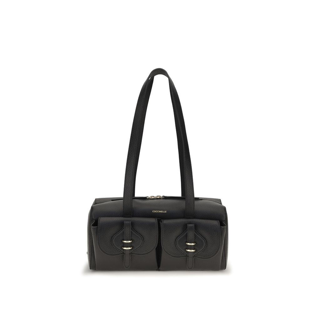 Coccinelle Black Calf Leather Mavery Shoulder Bag