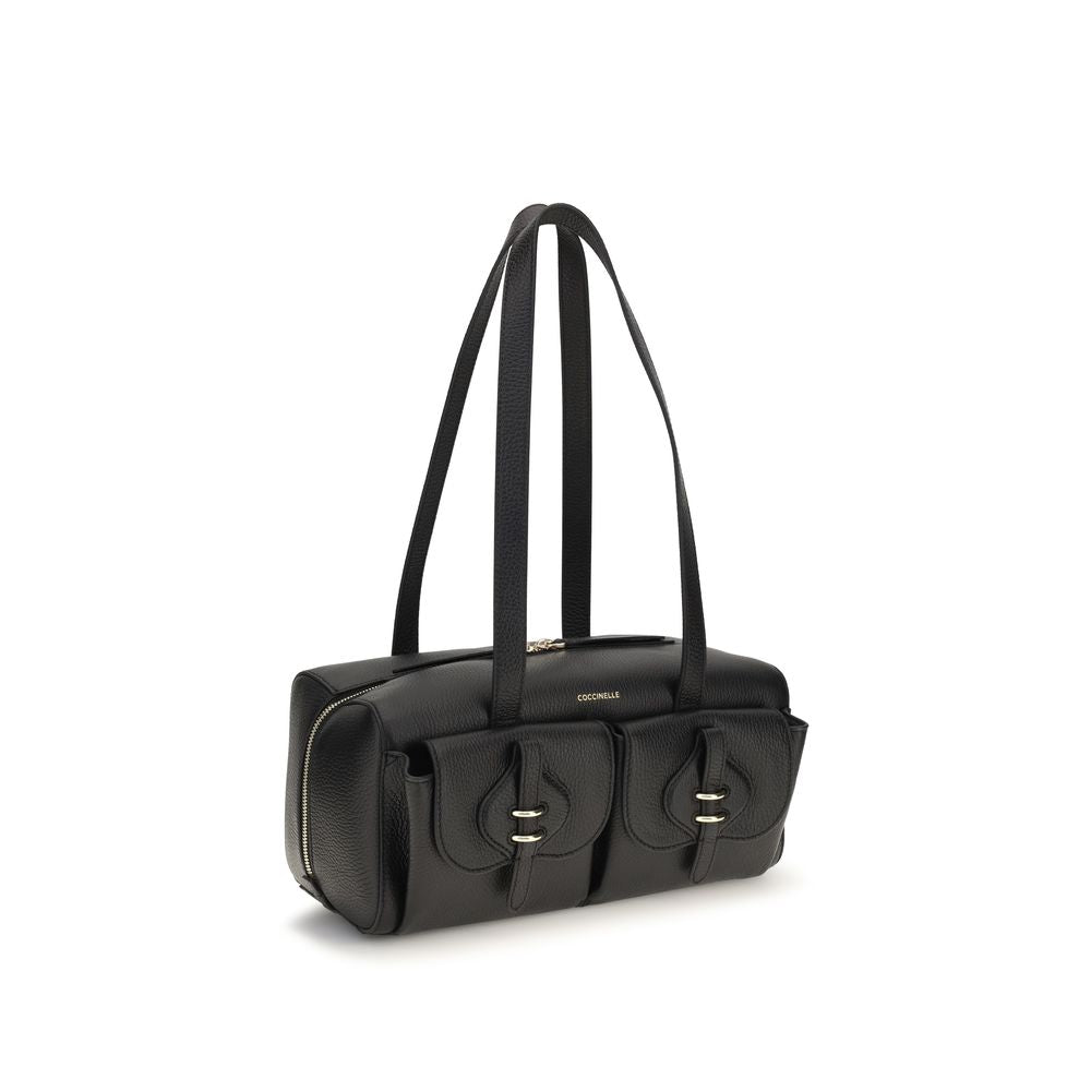 Coccinelle Black Calf Leather Mavery Shoulder Bag