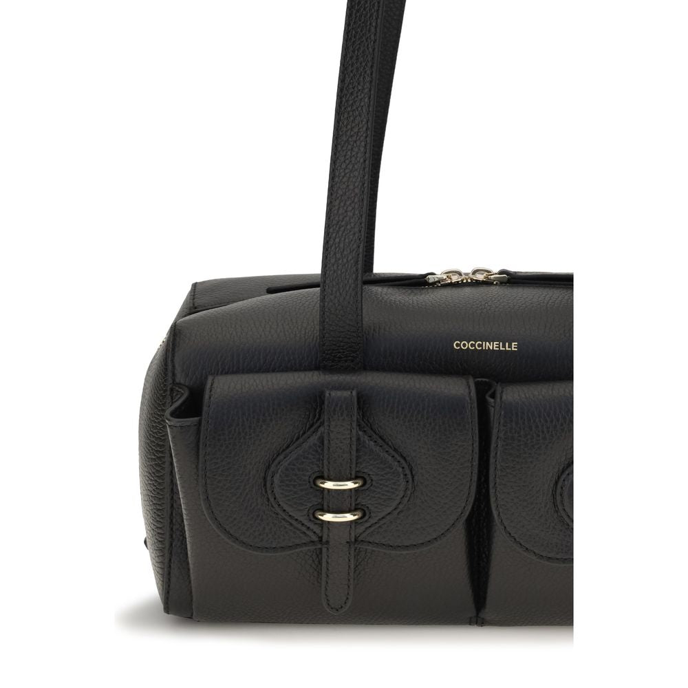 Coccinelle Black Calf Leather Mavery Shoulder Bag