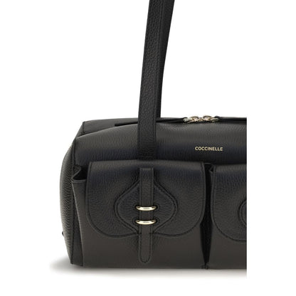 Coccinelle Black Calf Leather Mavery Shoulder Bag
