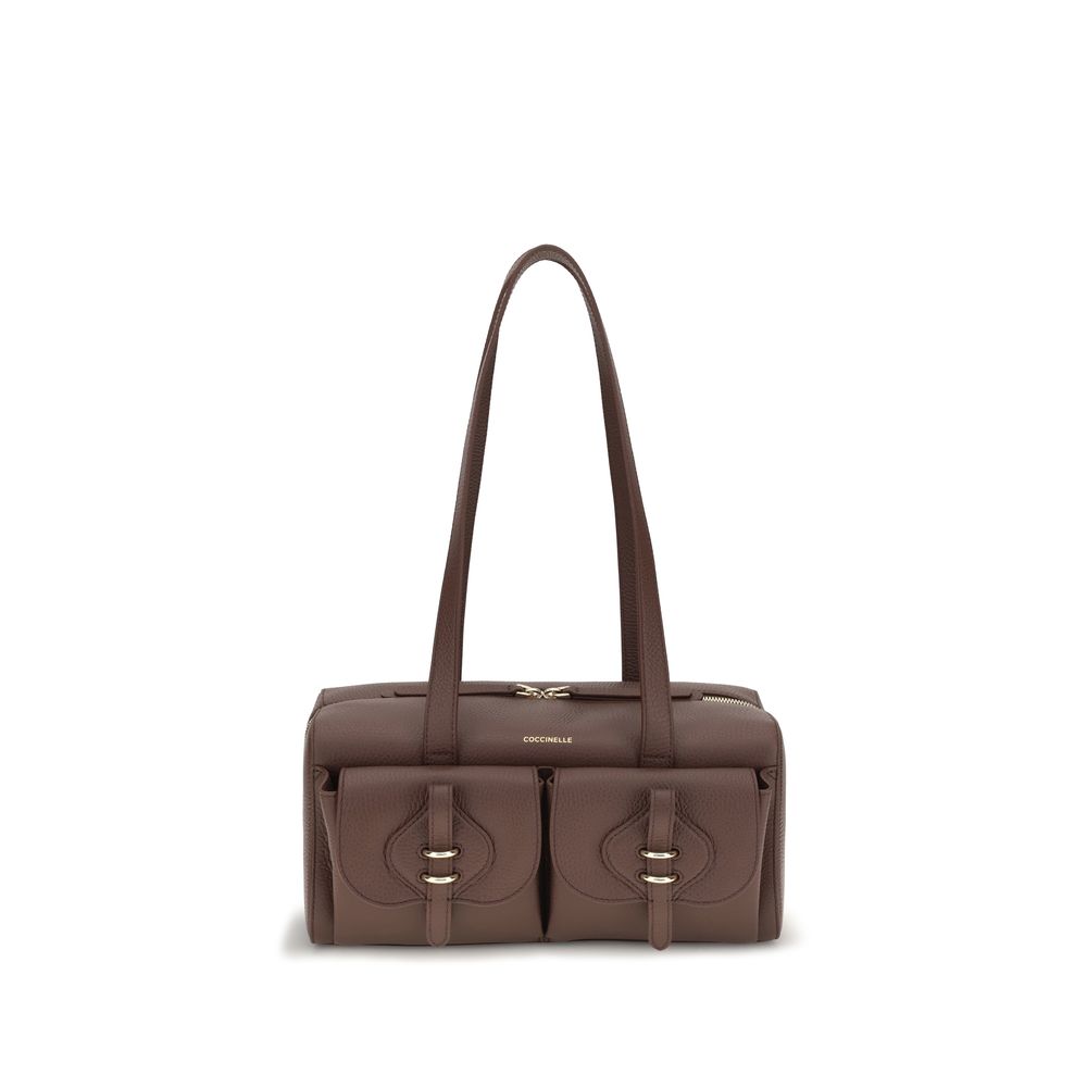 Coccinelle Brown Calf Leather Mavery Shoulder Bag