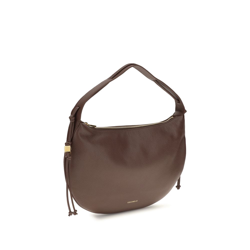Coccinelle Brown Calf Leather Thess Shoulder Bag