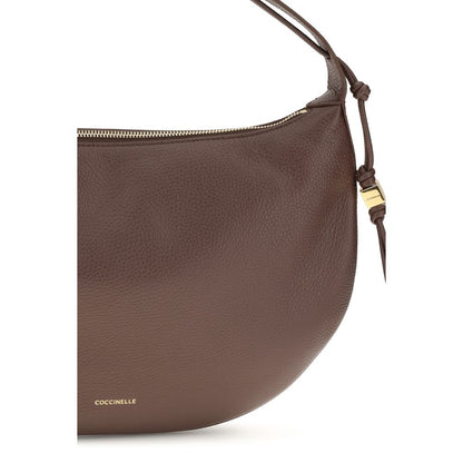 Coccinelle Brown Calf Leather Thess Shoulder Bag