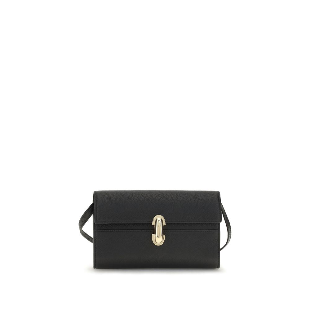 Savette Symmetry Mini Shoulder Bag Black Calf Leather Bos Taurus