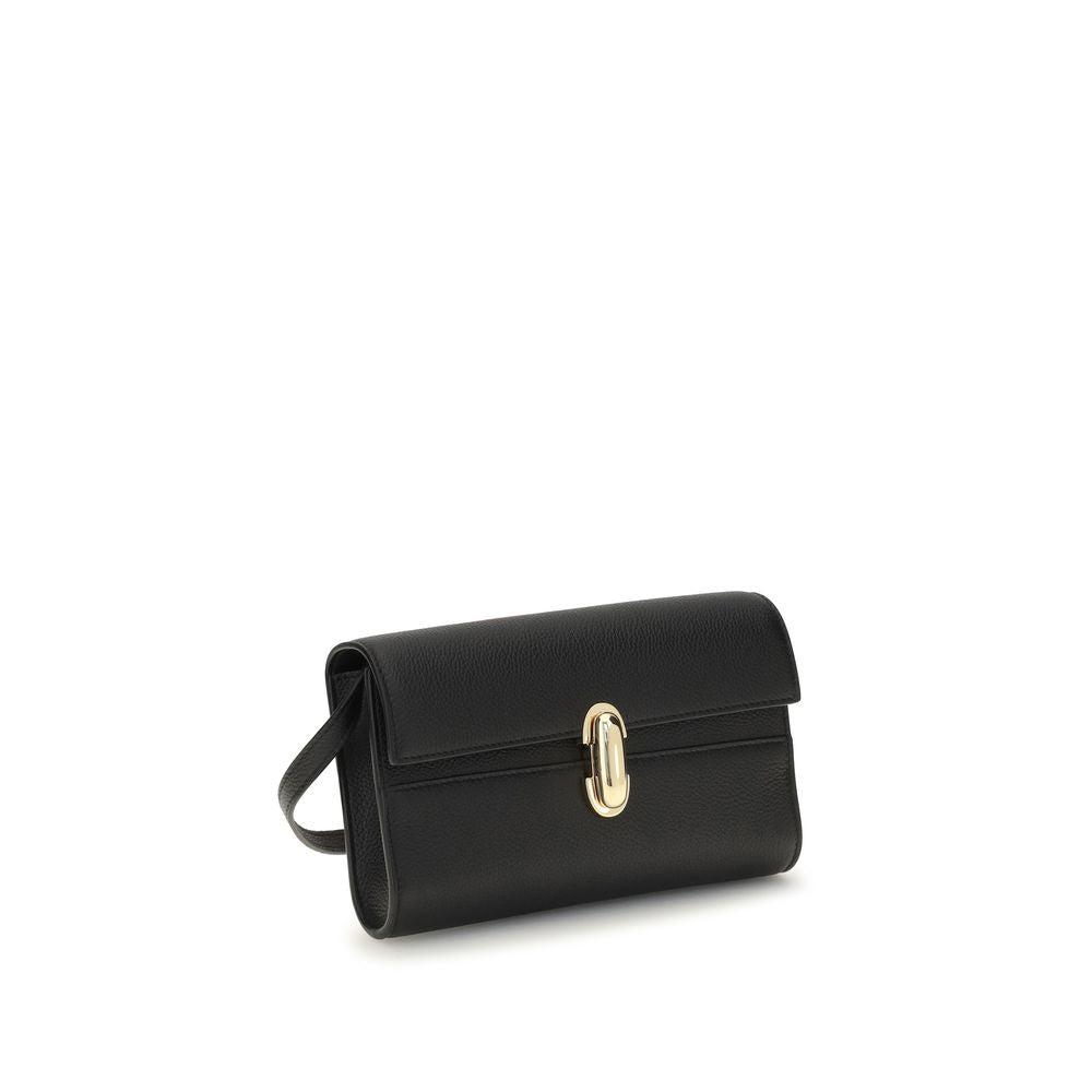 Savette Symmetry Mini Shoulder Bag Black Calf Leather Bos Taurus